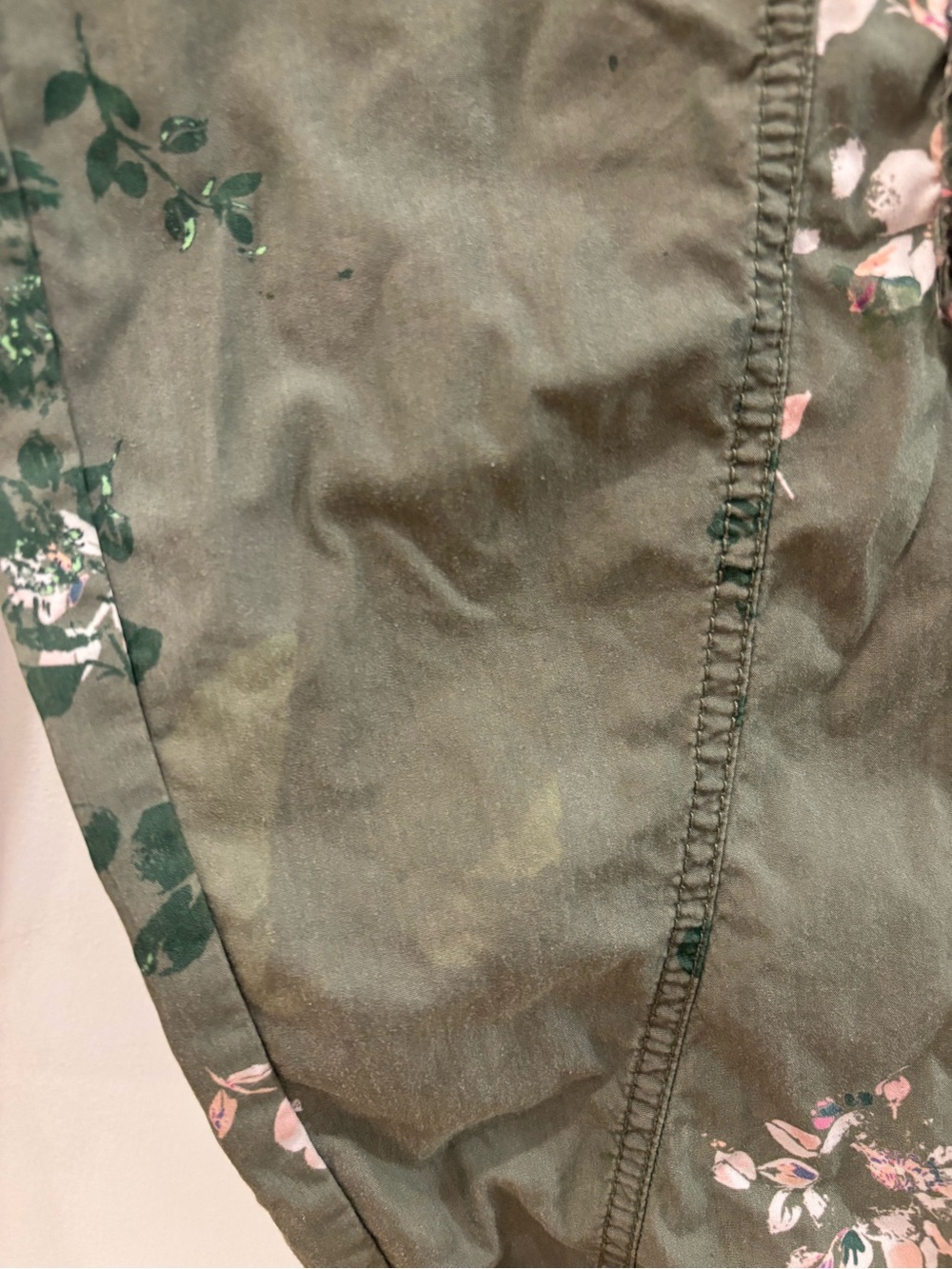 Free People Olive Green Floral Wide Leg Pants - Picture 5 of 8